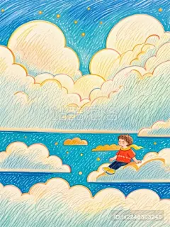 彩铅儿童治愈绘画扁平插画