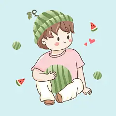 可爱插画人像情侣微信头像