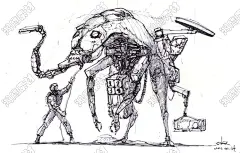 欧美科幻机甲怪物士兵车辆机械绘画设定手绘线稿速写参考素材包-淘宝网