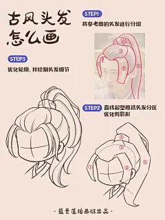 插画教程｜3步解锁古风男生头发 - 小红书