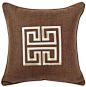 梵廊朵装饰 中式回纹靠包 麻质抱枕 沙发 床上用品 咖色含芯