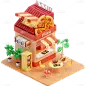 餐厅门店披萨店立体3D贴纸