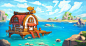 Fisherman house see beach environment concept art ILLUSTRATION  Game Art