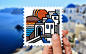 Destination: Greece | Stamp collection : This stamp collection is a self initiated project that aims to show the beautiful side of Greece in an illustrative abstract style.