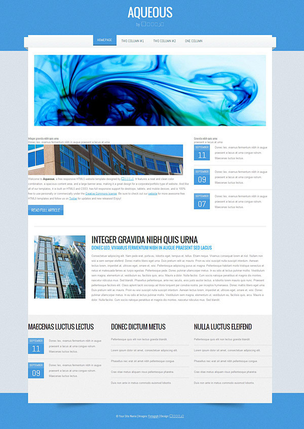 蓝色办公CSS网页模板