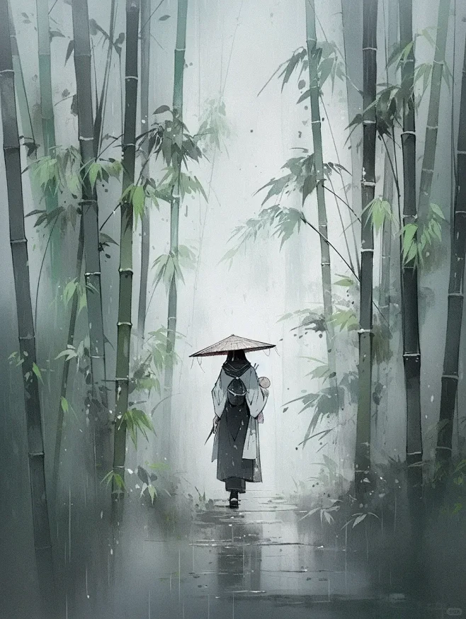 Midiourney竹林中的女侠，附详细咒语-花瓣网