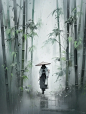 Midiourney竹林中的女侠，附详细咒语