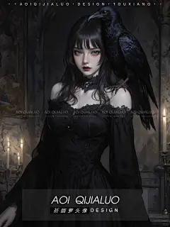 哥特风魔女暗黑系乌鸦少女头像插画_8_Aoi祈鉫萝_来自小红书网页版