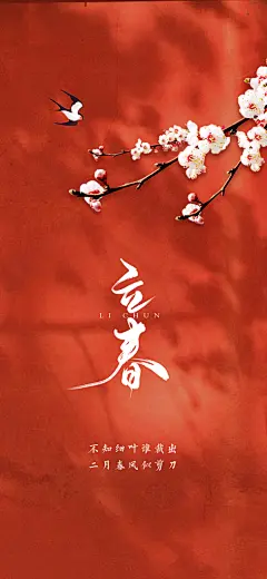 中国传统节气立春红色手机海报