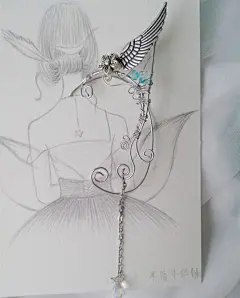 精灵耳饰无耳洞手作保色绕线流苏水晶耳环@北坤人素材
