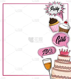 道具,边框,分离着色,可爱的,蛋糕,图像,聚会,收集,庆祝,装饰