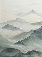 千里江山-森林绿|国风山峦线条艺术画