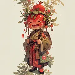 换V6模式国风越来越精准了 | 石榴拟人化IP - 小红书