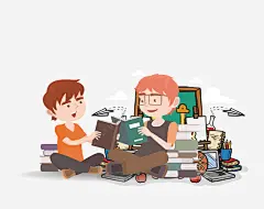 卡通手绘看书复习人物插画_新图网ixintu.com