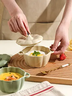 舍里儿童蒸蛋碗专用宝宝辅食碗微波炉带盖双耳陶瓷蒸鸡蛋羹炖盅碗-淘宝网