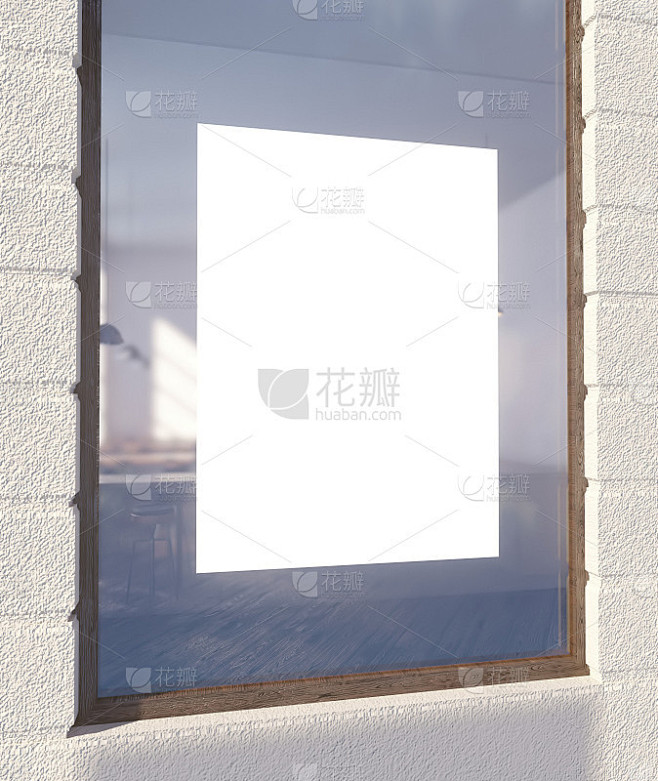 3d插画海报上的窗口标志，空间，商店，街...