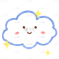 蜡笔彩虹装饰元素-云