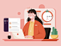 Pomodoro Timer pomodoro pomodoro timer character chart communicate remote meeting telework scrum computer design art illustration people woman girl communication