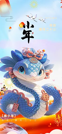 红色节日小年过节年味宣传海报