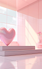 A white box placed next to a pink box which contains a heart shaped diamond ring, in the style of light sculptures, pop-inspired lines, #screenshotsaturday, light gold and white, ballet academia, qian xuan, wallpaper