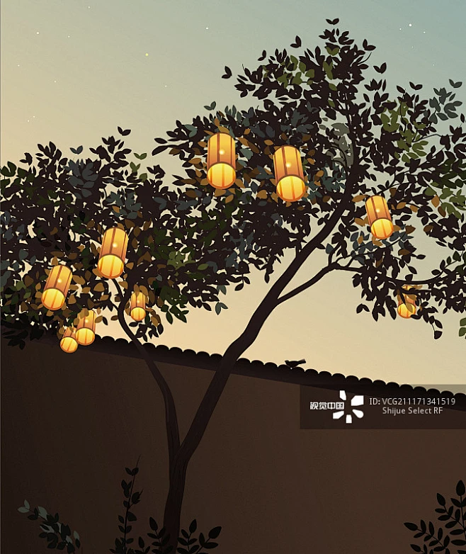 傍晚的树灯详情 - 创意图片 - 视觉中国 VCG.COM-花瓣网