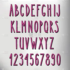 手绘的窄粉色字母