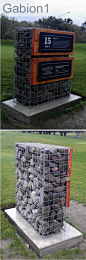 15th Tee golf gabion sign using 1200 x 975 x 375mm welded mesh gabion