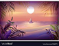 图片：Night landscape of tropical island palm trees Vector Image : 在 Google 上搜索到的图片（来源：vectorstock.com）