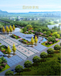 休闲公园广场入口景观设计鸟瞰psd效果图公园景观鸟瞰ps植物素材-淘宝网