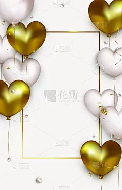 请柬,贺卡,全球通讯,模板,三维图形,情人节,白色,黄金,气球,垂直画幅