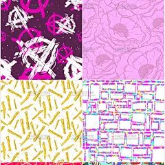 手绘涂鸦鱼骷髅眼睛糖果无缝拼接服装T恤印花纹图案矢量设计素材-淘宝网