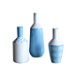现代简约陶瓷花瓶 样板房小清新暮雪花瓶蓝白装饰罐子样板房软装-善木良品