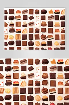 AI数字艺术巧克力甜品手账贴纸插画
