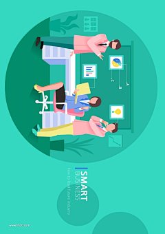 1159 @小文~~ 手机电脑金融环保办公合作时钟人物商务插画