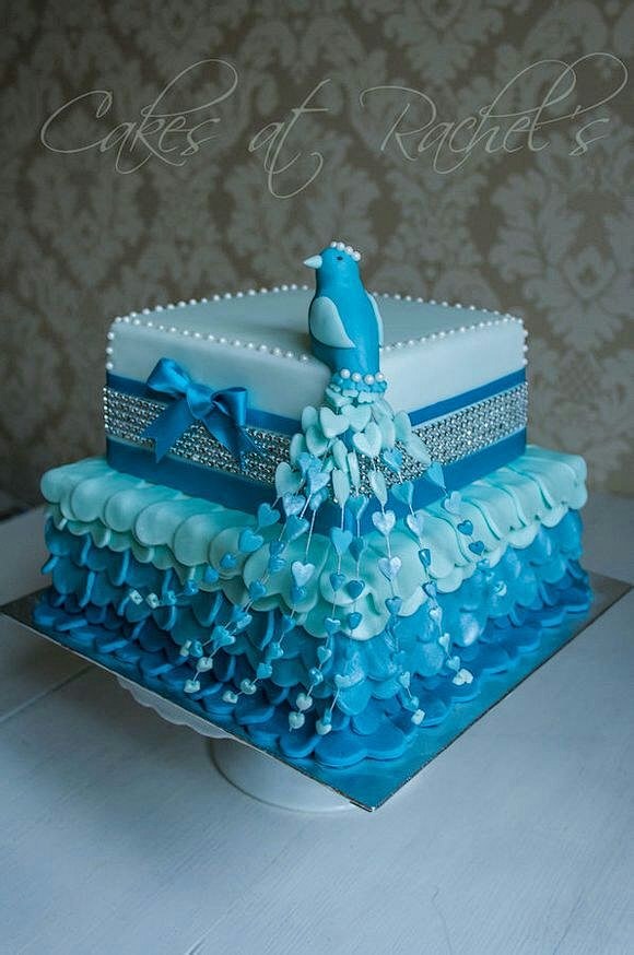 婚礼蛋糕，幸福的蓝鸟
