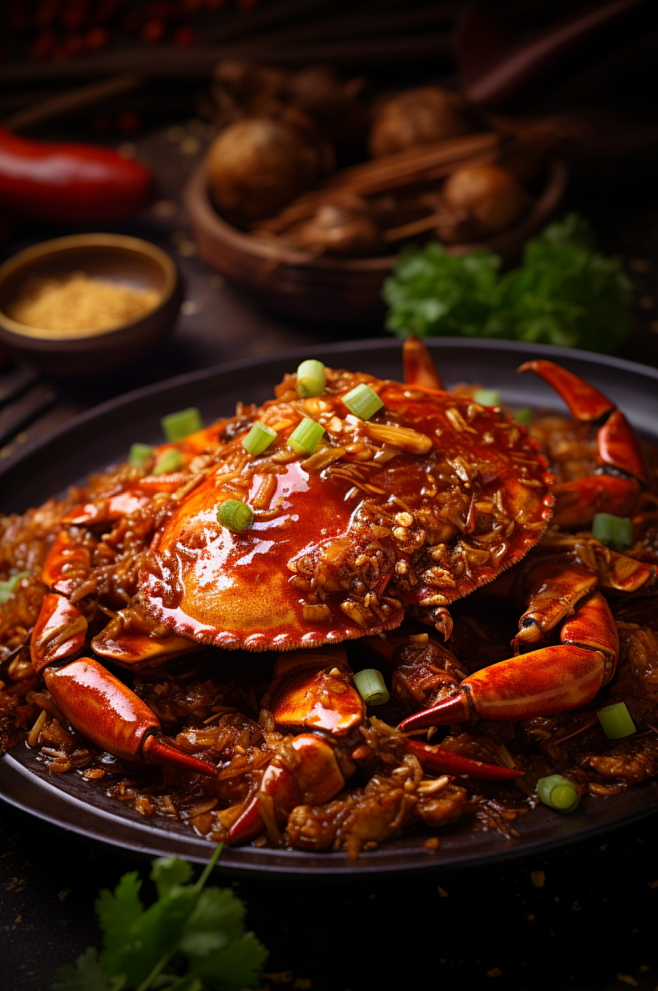 数字艺术食物餐饮美食香辣蟹创意摄影图片-...