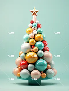 一棵可爱的圣诞树，3D渲染色彩鲜艳简约迪士尼风格海报