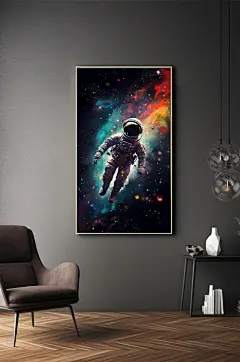 星空绚烂宇宙太空宇航员插画装饰画