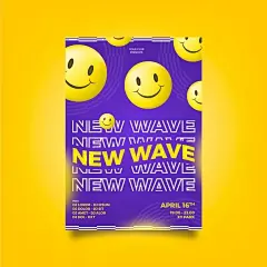 有趣的微笑表情包符号节日活动酸性海报单页版式排版平面设计模板矢量图设计素材