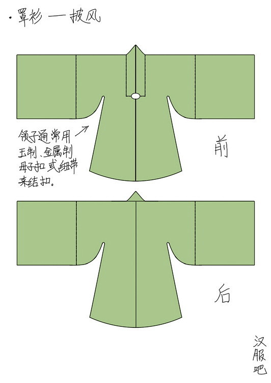 汉服制作-披风制作裁剪示意图_汉服南京吧...