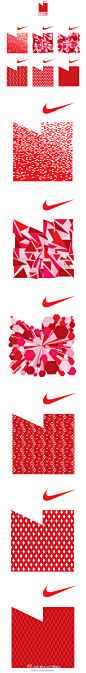 #经典红色与白色搭配设计#-----Nike Fit Club Type Treatments耐克健身俱乐部视觉形象设计，“N”图形视觉的多种变化。