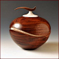 Recessed Wave Wood Turned Vessel with Wave Finial, 2012 by Artist John Beaver.  WOW is all I can say!