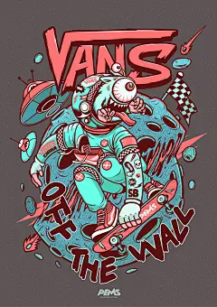Space skater VANS : Draw a picture for the VANSCHINA's collection 2016. Inspiration comes from the spaceman，the universe and aliens.Hope u like it!