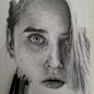 bright eyed girl, drawing, photorealist by monica lee