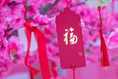 桃树,符号,安全的,粉红色,传统,请柬,贺卡,春节,美术工艺,彩色背景