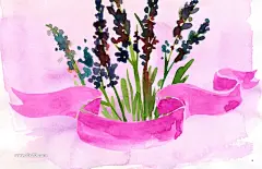 紫色水彩薰衣草插画
