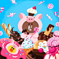 Yummy Yummy in my piggy tummy~ 
#sweettooth #keep #calm #and #eat #on #PIGGYBROWN #JUNGLEBROWN #LINEFRIENDS