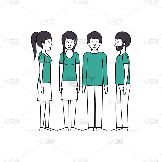 一群穿着绿色衣服的人