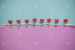 绳子,衣夹,悬挂的,动物心脏,彩色背景,请柬,贺卡,美术工艺,浪漫,复古风格