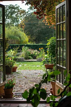 植物窗户风景图片摄影图